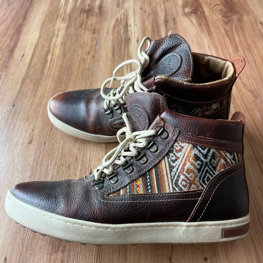 Inkkas Brown Leather Aztec Waterproof Camping Boots Size 11 Mens, Size 13 Womens